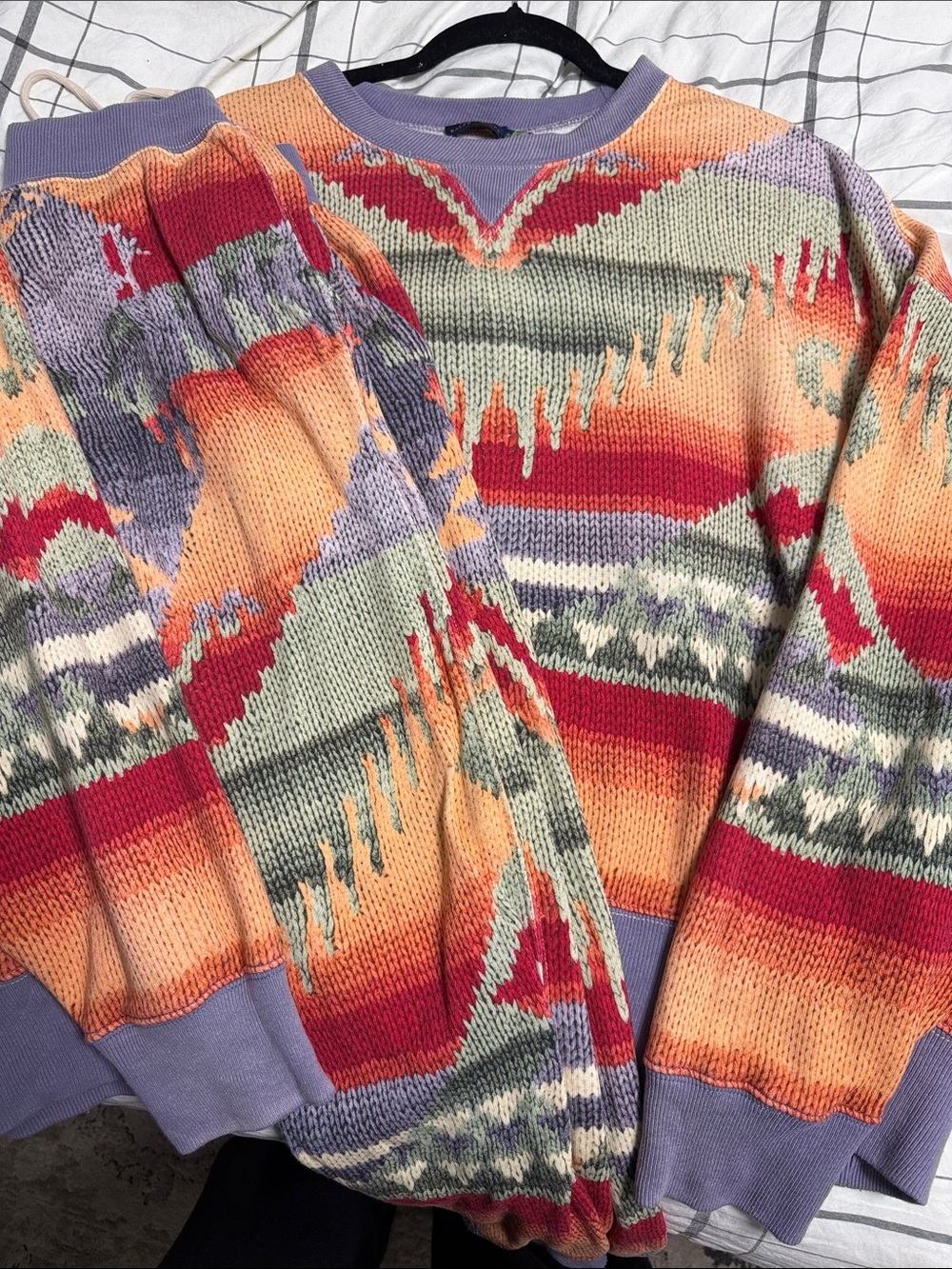 Polo by Ralph Lauren Multicolor Geometric Crewneck Sweater - Lavender Trim
